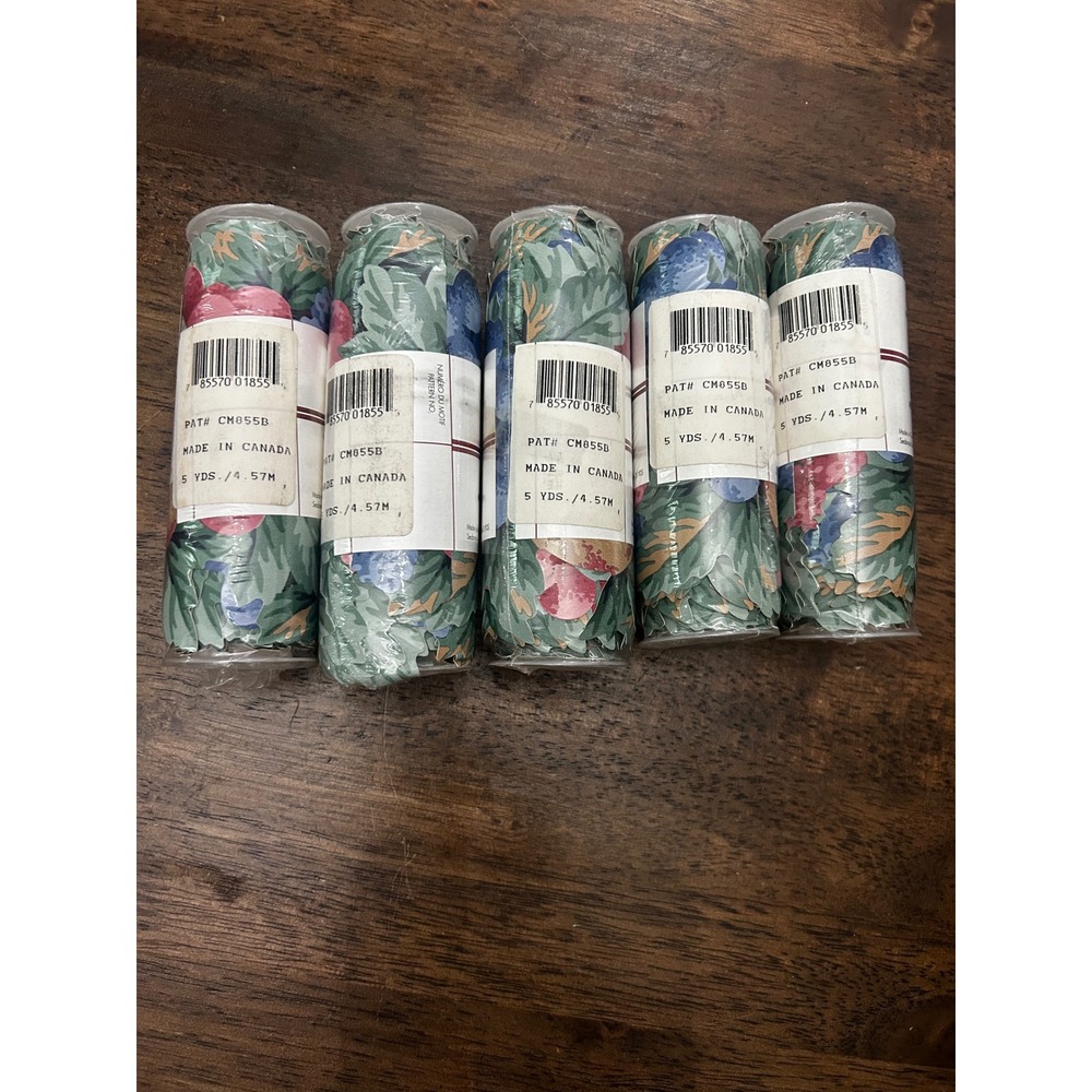 5 Rolls Seabrook Designs Wallpaper Border Fruit Leaf Pattern  25 Yards Total